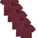 Burgundy (5-Pack) 12 5-Pack School Uniform Tagless Polo Tshirt for Little Boys & Big Boys
